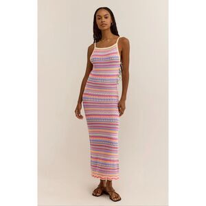 Z Supply Santa Cruz Striped Knit Midi Dress in Raspberry Sorbet Size M